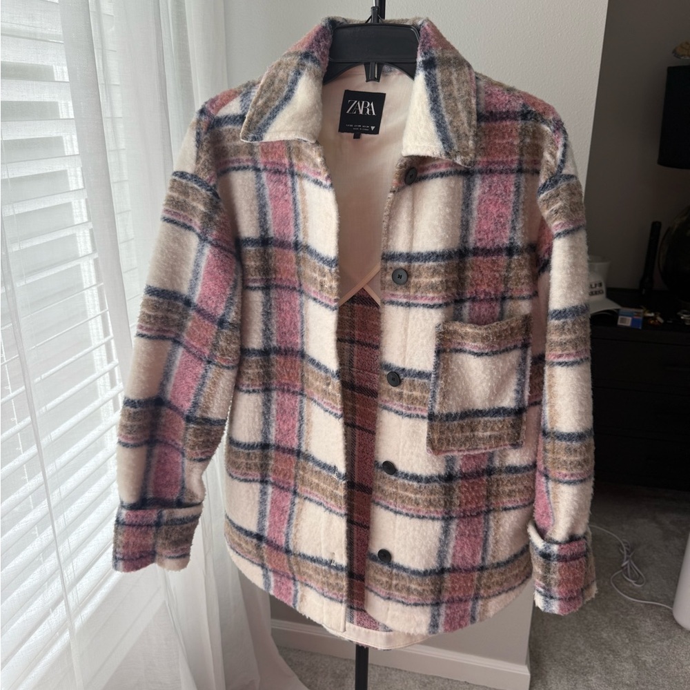 Zara Women's Multicolor Plaid Utility Jacket